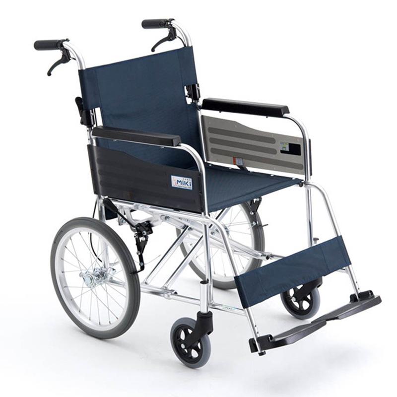批发日本MiKi三贵轮椅MPTC-46JL航太铝合金轻便携折叠PU免充气胎老人轮椅