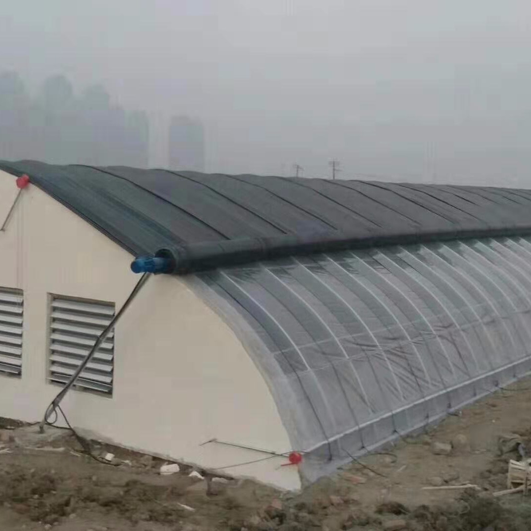 潍坊建达温室 双面坡大棚 大跨度温室 拱形大棚 拱形暖棚加棉被图片
