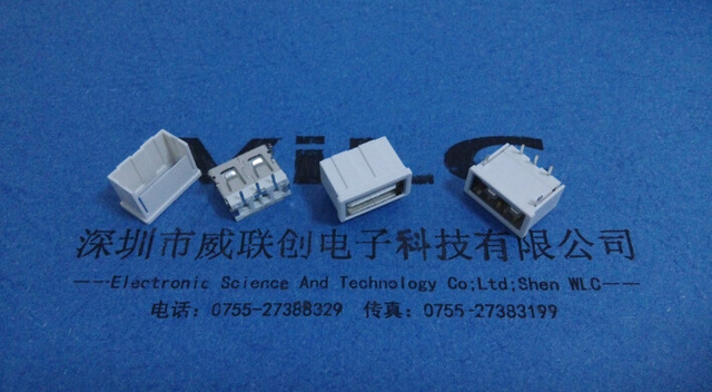 USB AF 90度10.6铁壳 前两脚 3Pin无卷边 胶芯反向+小护套 2-3短路威联创图片