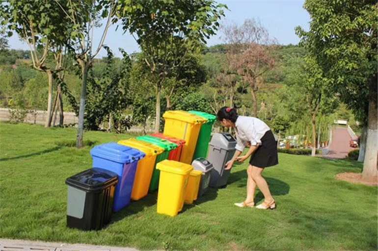 从江县120L加厚上挂车塑料垃圾桶新料新标分类环卫垃圾桶厂家报价
