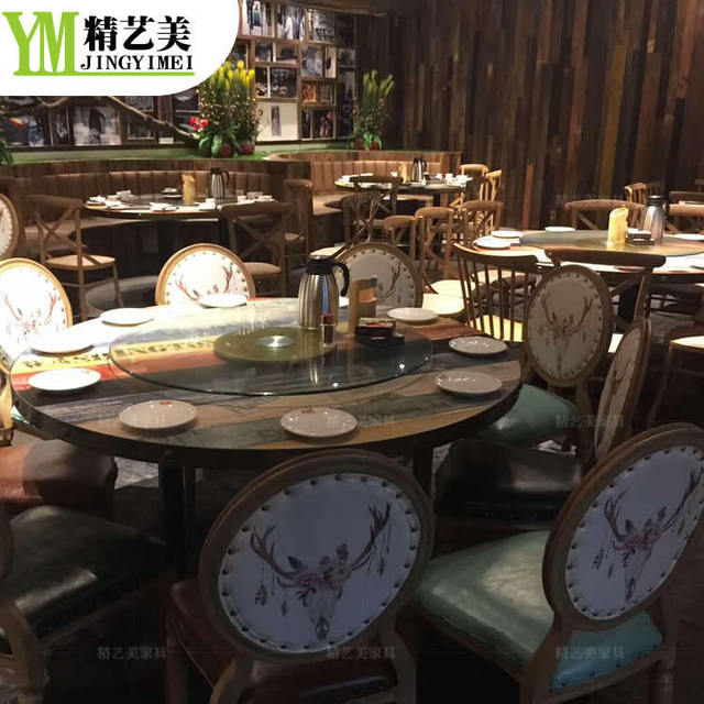 四人湘菜餐桌定制日式网红主题西餐厅奶茶甜品店西餐厅餐桌椅定制