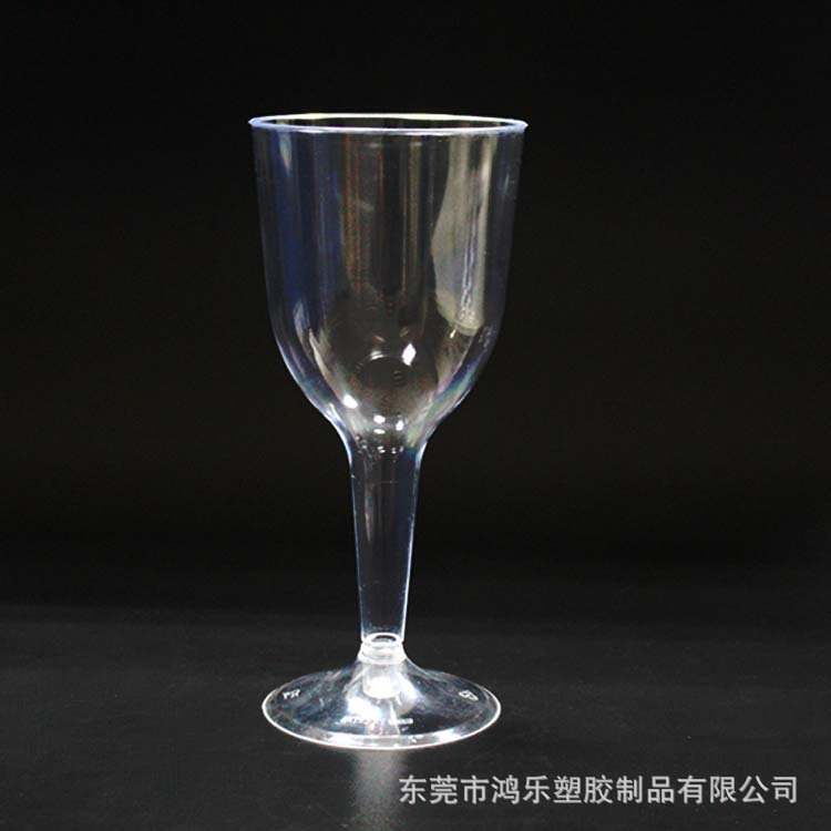 厂家直销300ml一次性红酒杯10oz塑料高脚杯PS红酒杯杯身杯底可拆示例图1