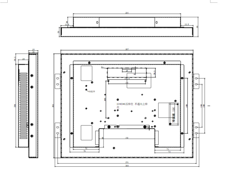 17寸机柜用开放式工业显示器  开放式显示器 嵌入式显示器示例图3