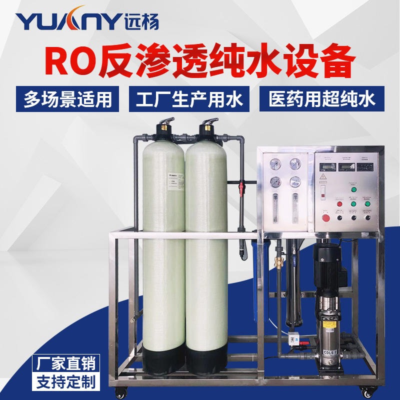 2T单级双级RO反渗透水处理设备 生活饮用纯净水净水机械 远杨机械