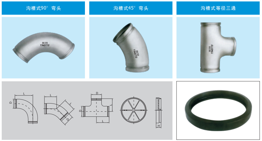 上海挺特 沟槽式弯头 薄壁不锈钢管件 不锈钢弯头 厂家供应示例图3