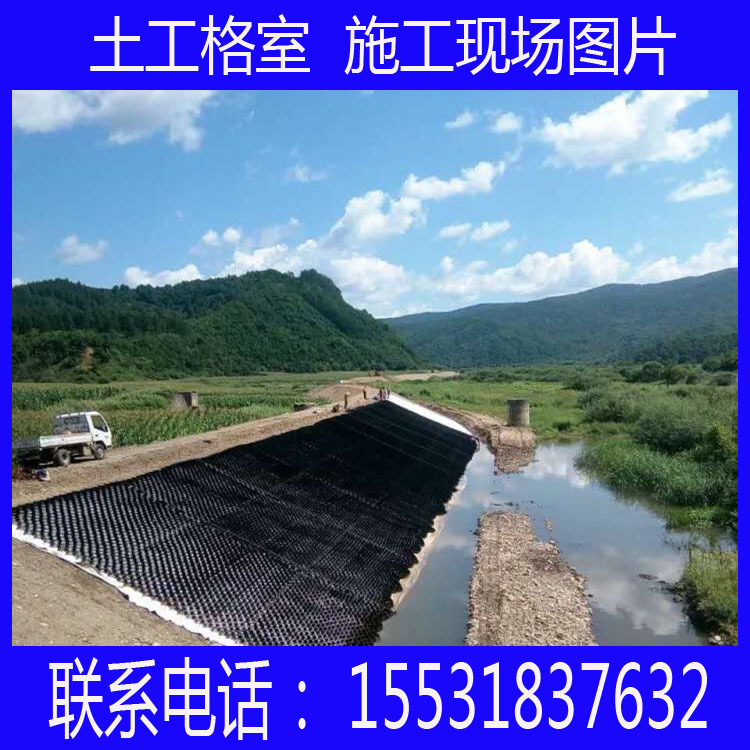 上海浦东蜂巢格室植草 生态绿化边坡材料土工格室 鱼塘护坡蜂巢格示例图4
