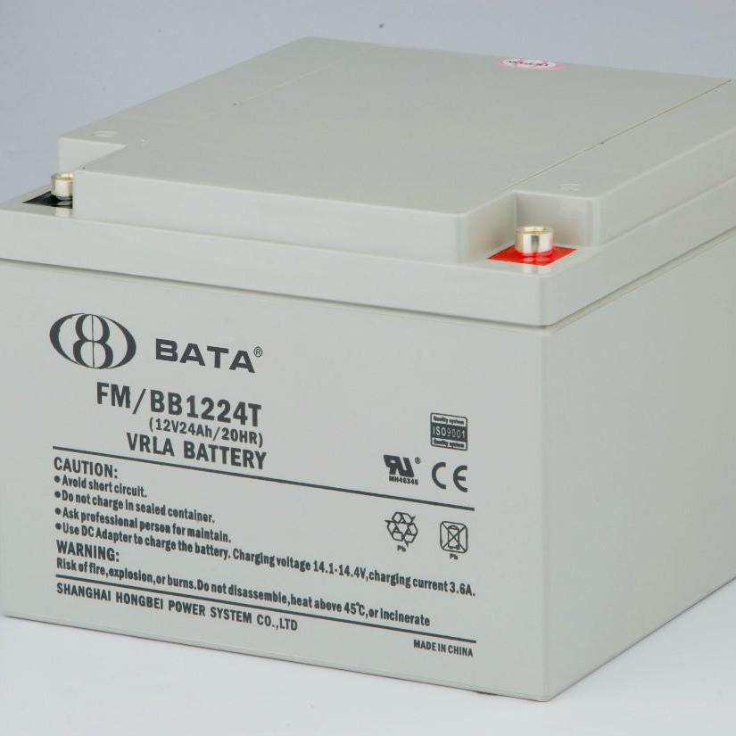 BATA鸿贝蓄电池 上海鸿贝FM/BB1224T 12V24ah铅酸免维护蓄电池