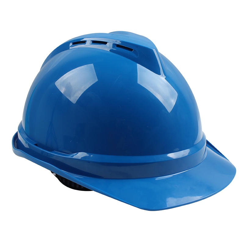 梅思安10146580蓝色PE豪华型有孔安全帽PE带透气孔帽壳一指键帽衬针织吸汗带国标C型下颏带-蓝