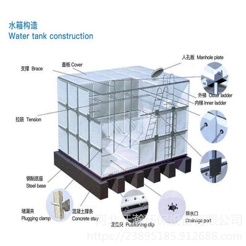 沃瀚  浙江smc玻璃钢水箱厂家 smc玻璃钢水箱 smc组合式玻璃钢水箱图片