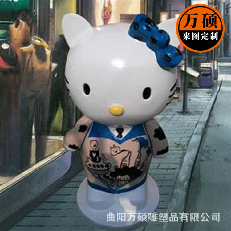 哈喽KT卡通猫雕塑 商场美陈 玻璃钢卡通雕塑装饰摆件示例图2