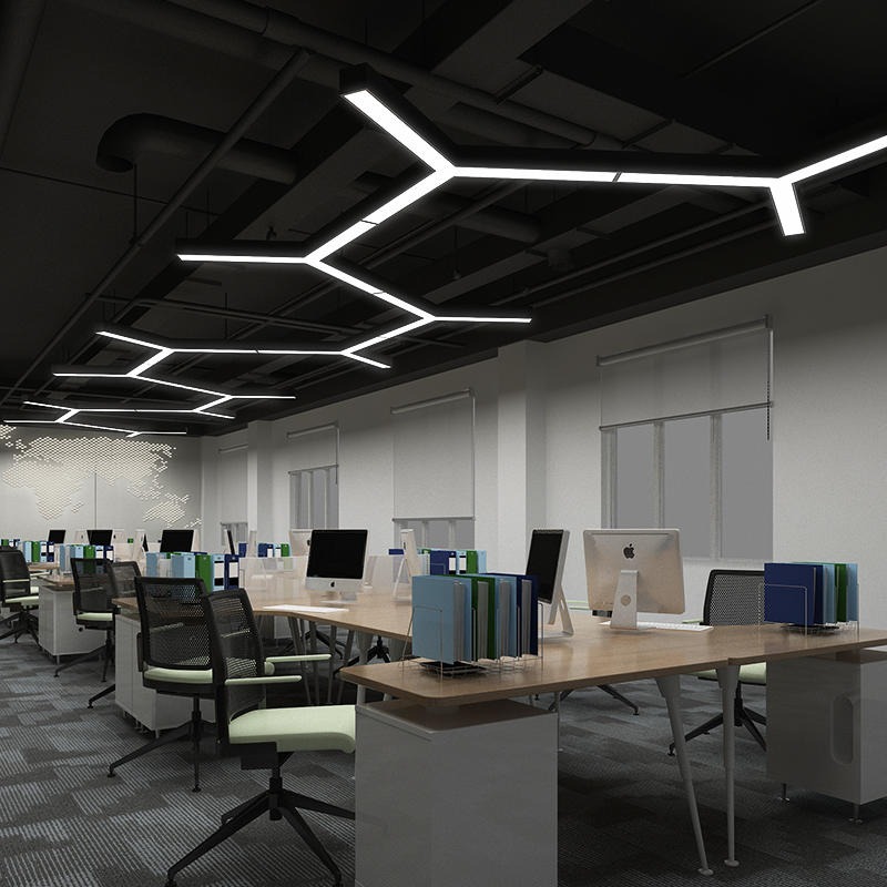 创意人字形Y型LED造型灯 会议室高亮拼接吊灯 商铺工业风办公灯具