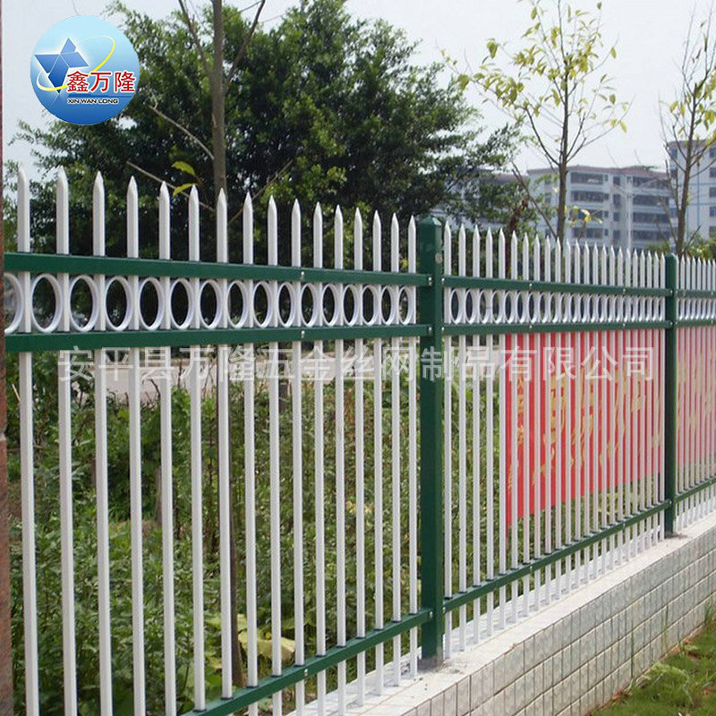 三横栏锌钢围墙护栏 锌钢栅栏 围墙护栏 铁艺围栏围墙示例图9