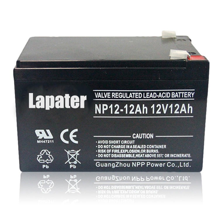 Lapater拉普特蓄电池NP12-12 免维护12V12AH铅酸蓄电池 消防主机系统 电子门禁电源