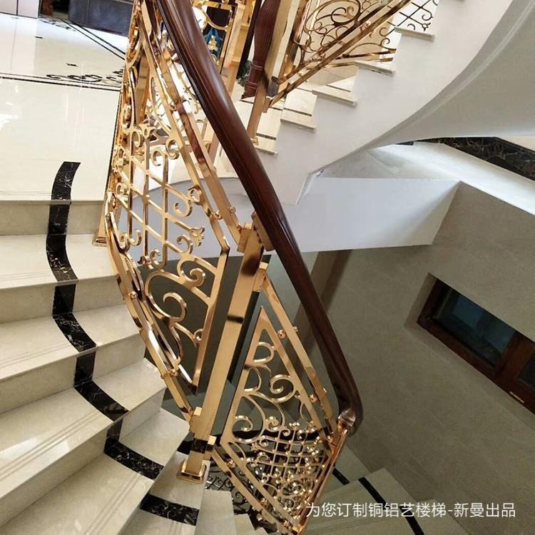 宁波酒店铜艺楼梯围栏镂空雕花围栏造型