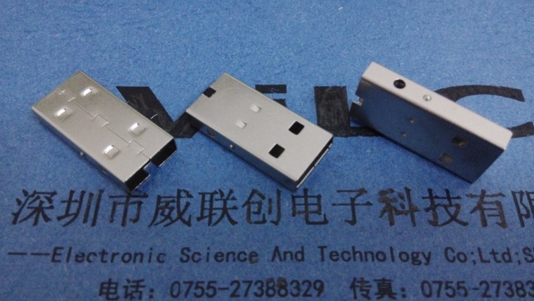USB A公外壳 黑骨架黑胶体铁壳（长：25.4，宽：12.0，高：4.50）示例图1