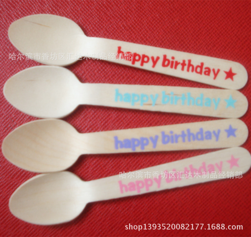 供应刀叉勺 木质刀叉勺 生日派对刀叉勺 彩色儿童刀叉勺 儿童餐具