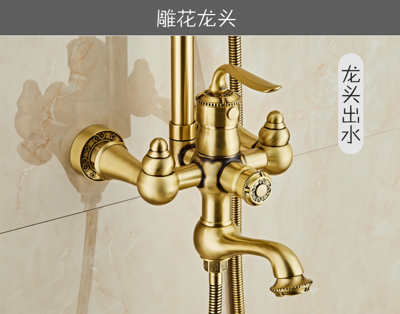 全铜花洒淋浴套装淋浴器 淋浴花洒淋浴龙头喷头 欧式顶喷沐浴套装示例图7