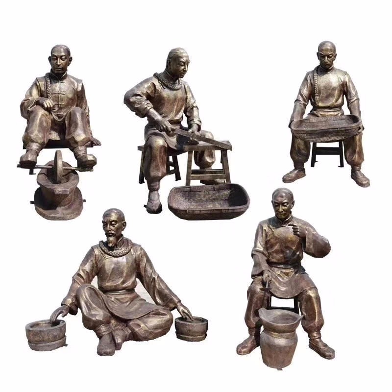 中医制药人物雕塑 制作草药人物雕塑 中医文化主题雕塑 唐韵园林