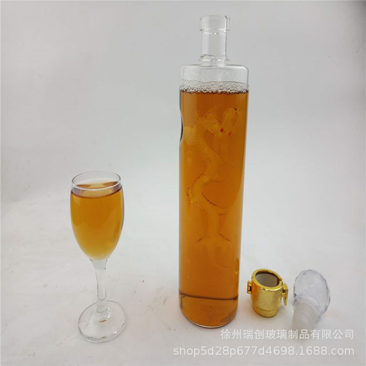 现货供应1-3斤玻璃白酒瓶内置龙形酒瓶泡酒瓶玻璃工艺酒瓶示例图5