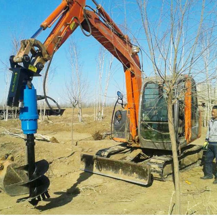 挖掘机改螺旋钻机恒旺 挖机改装挖树坑机可拆卸 挖改地基打桩机图片