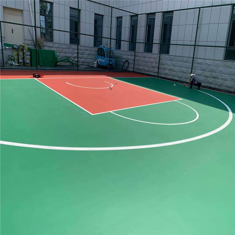 奥美佳 塑胶羽毛球场 环保硅PU篮球场定制 硅PU篮球场
