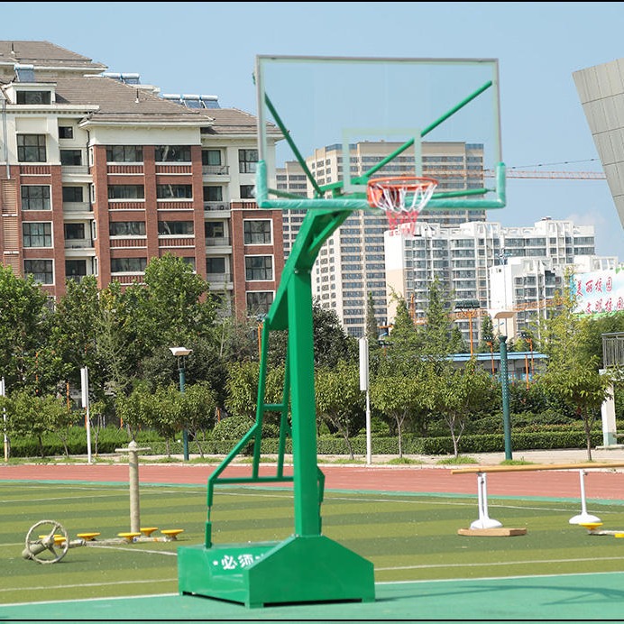 双向移动式篮球架 移动式双臂篮球架 钢化玻璃篮板篮球架 篮球架厂家 篮球架规格齐全图片