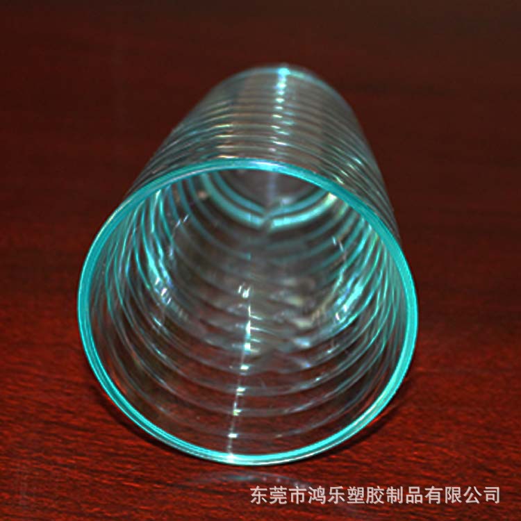 东莞厂家直销12oz塑料透明螺纹冷饮杯果汁饮料杯PS食品级塑胶杯示例图3