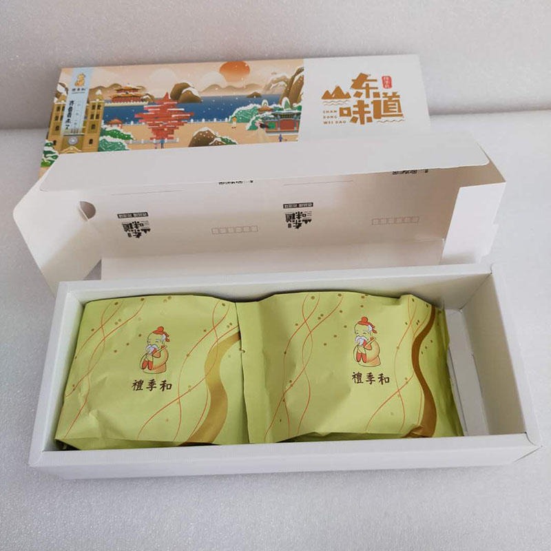 山东绿茶鲜花饼包装盒食品纸盒包装精裱盒厂家供应订做图片
