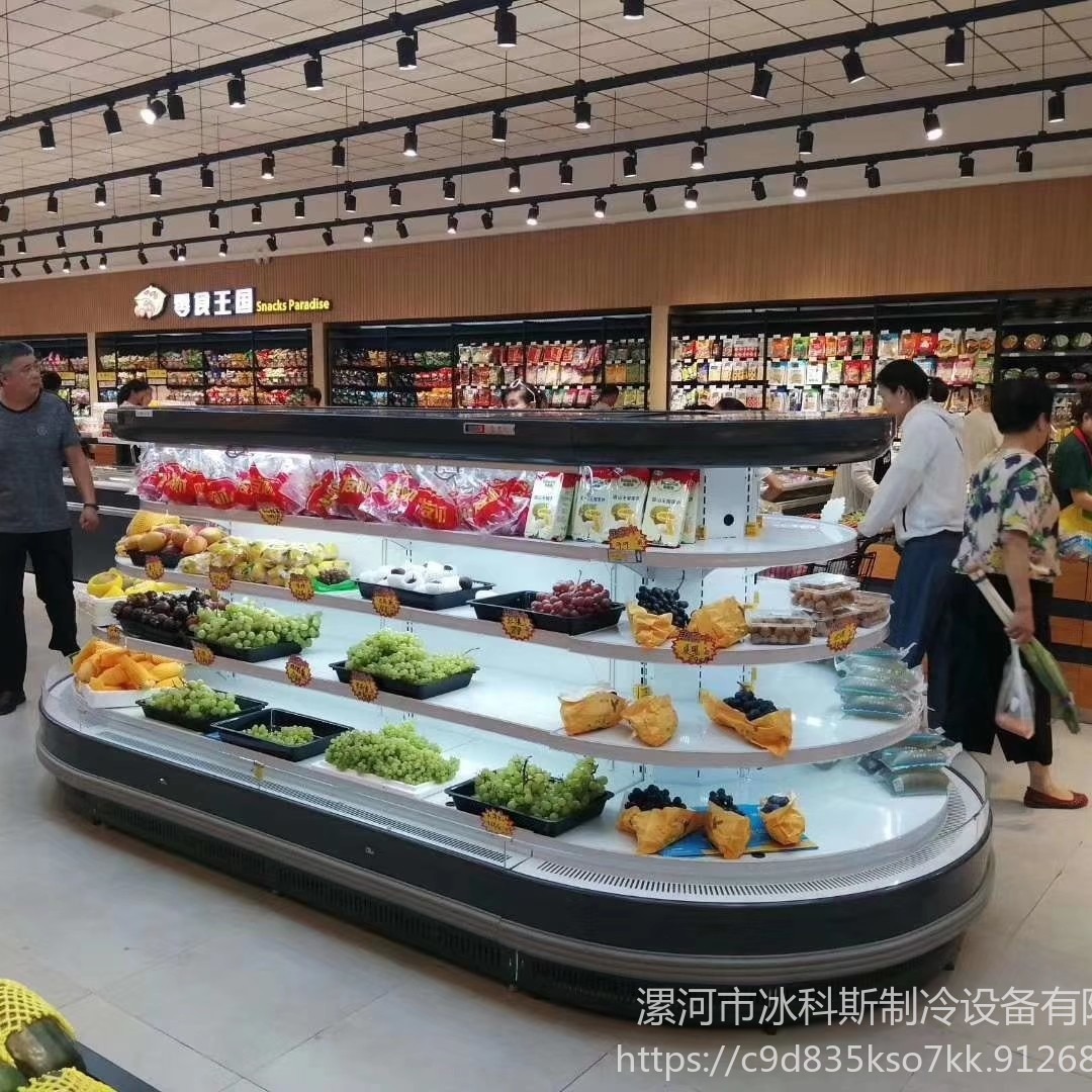 冰科斯-WLX-HD-22豪华椭圆环岛柜  水果蔬菜保鲜柜  大型冷藏岛柜超市展示一体机