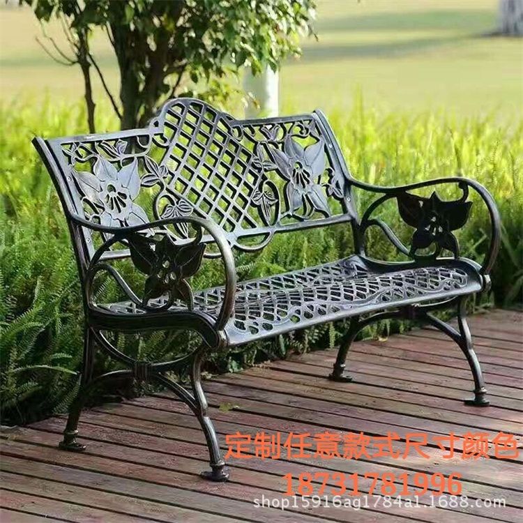 高档定制款石头纹塑木公园椅高端木塑休闲椅塑木园林椅木塑休息椅示例图16
