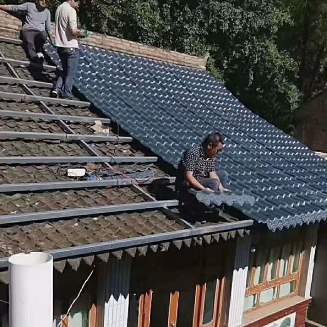 琉璃瓦屋顶  农村瓦房换新树脂瓦屋顶