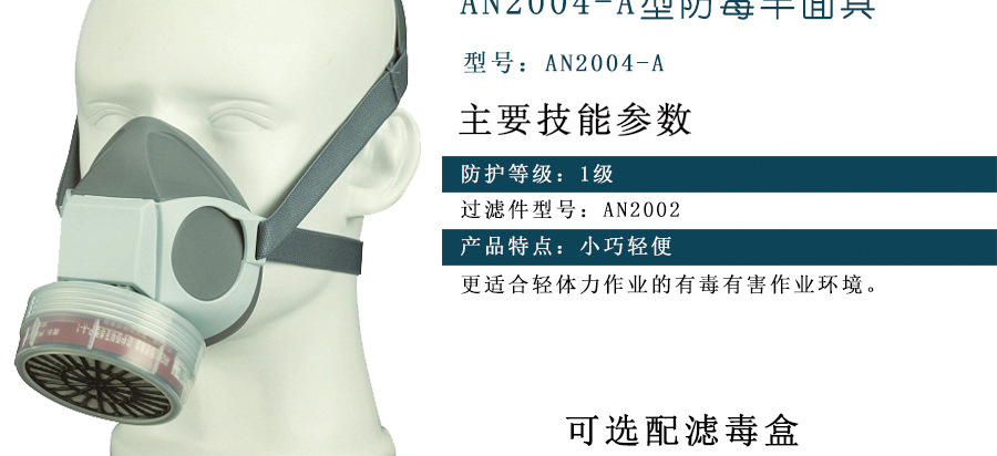 AN2004-A型防毒半面具防尘防霾口罩工业消防半面具厂家一件代发示例图3