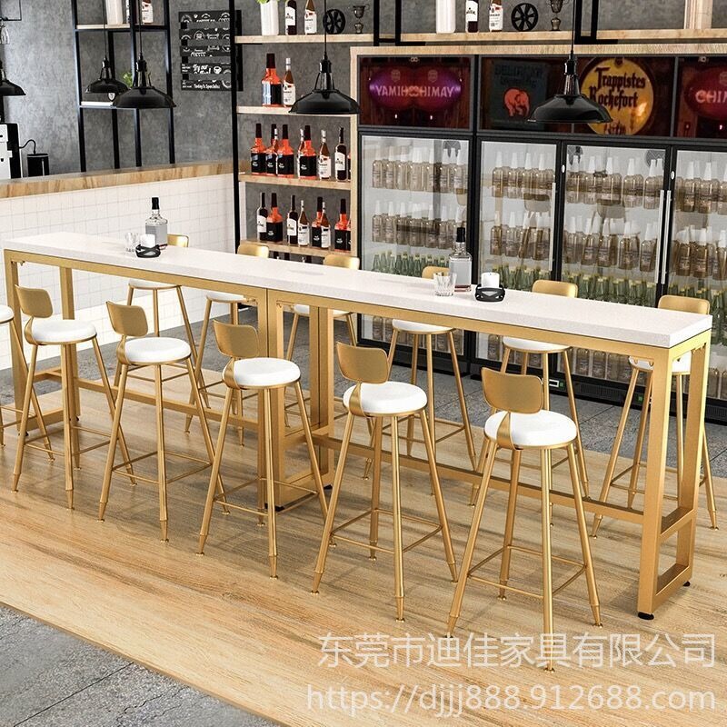 台湾酒吧高脚椅 奶茶店咖啡厅桌椅组合 铁艺桌椅 高脚凳子 定制餐桌椅 公共桌椅 Pc塑料椅子