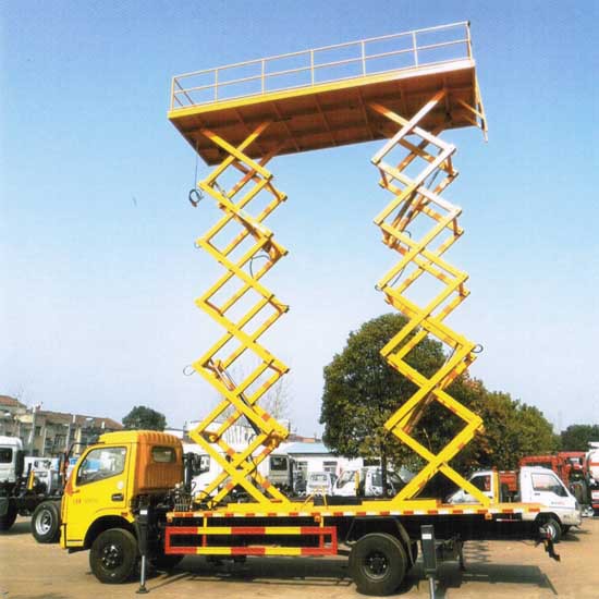 户外广告牌安装车,东风多利卡双升降高空作业车(8-10米),升降车示例图1