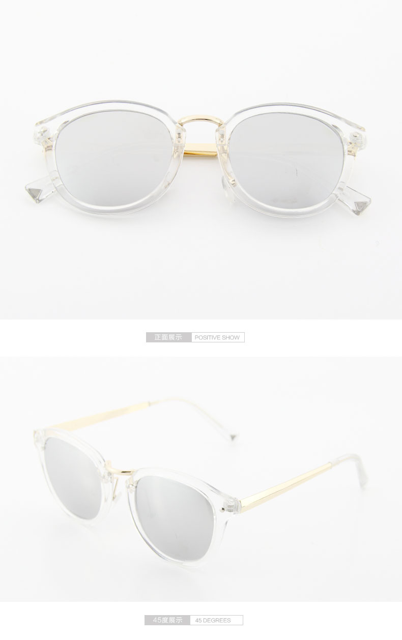新款太阳镜墨镜反光炫彩膜欧美外贸太阳眼镜水晶框时尚眼镜蛤蟆镜示例图12