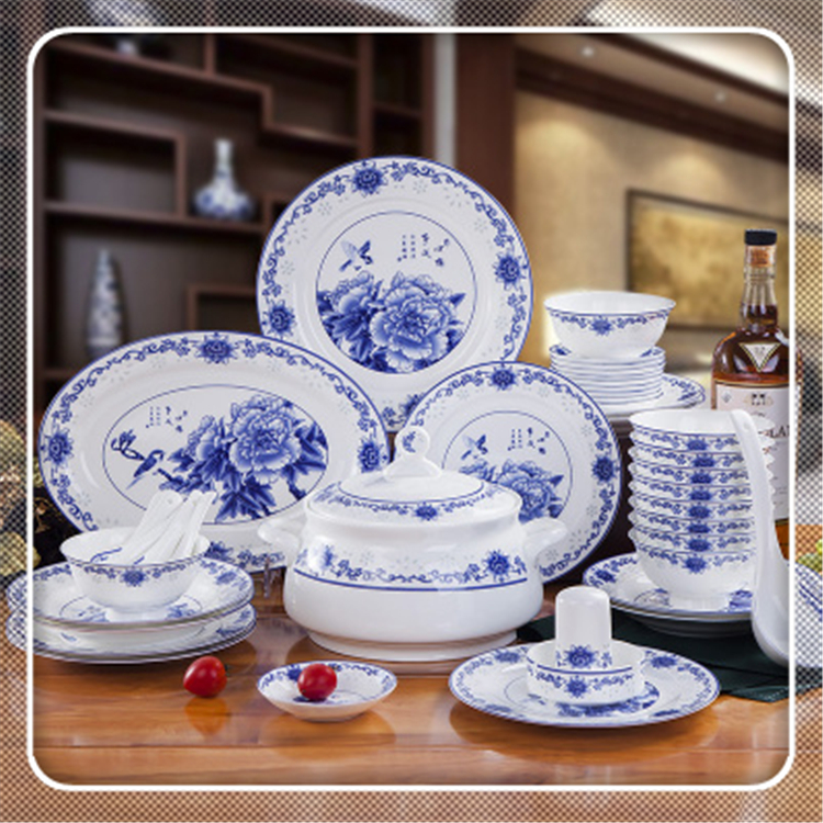 中式陶瓷餐具碗碟套装  国色天香餐具碗盘碟 厂家供应景瓷餐具