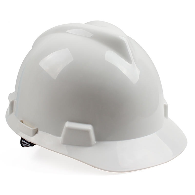 梅思安10146440白色PE标准型安全帽PE帽壳一指键帽衬PVC吸汗带国标C型下颏带-白