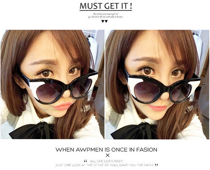 明星同款2015新款修脸女士太阳镜 超大框横条太阳眼镜 墨镜 5591示例图6