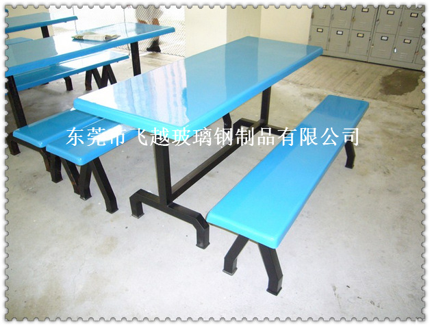厂家直销8人玻璃钢长条凳连体餐桌椅可定制示例图38