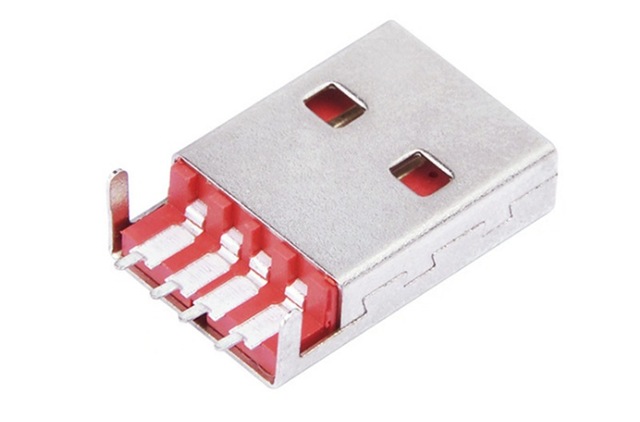 彩色USB-AM 2.0贴板USB公头 两用双面插 不分方向 红色