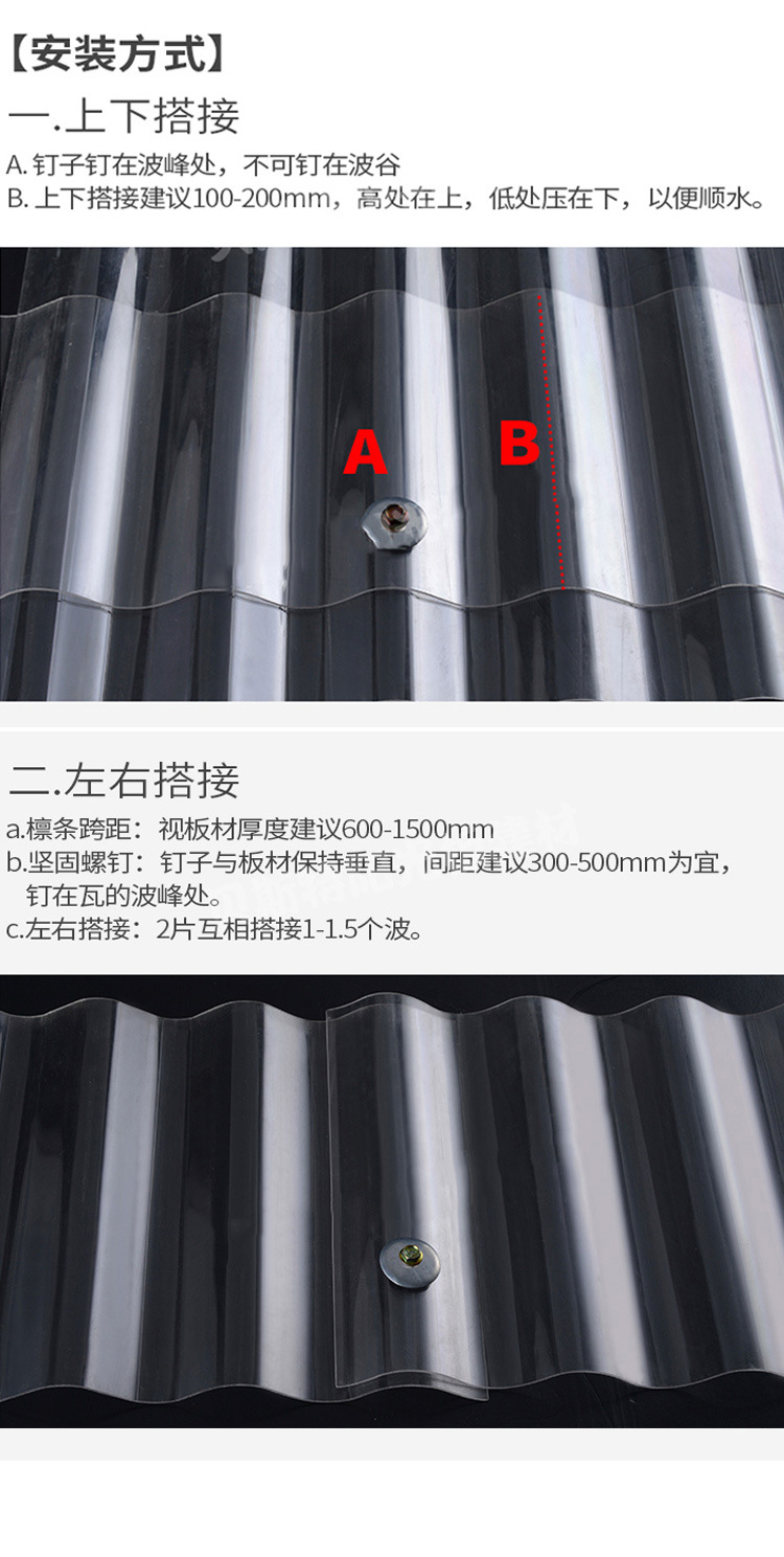 采光瓦  3.0mm梯波波浪瓦 屋顶pc透明瓦 透明瓦批发 厂家直销示例图4