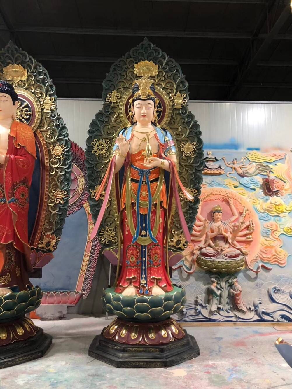 佛像 本厂专业铸造精品站像西方三圣佛像 坐莲花西方三圣佛像 彩绘西方三圣佛像