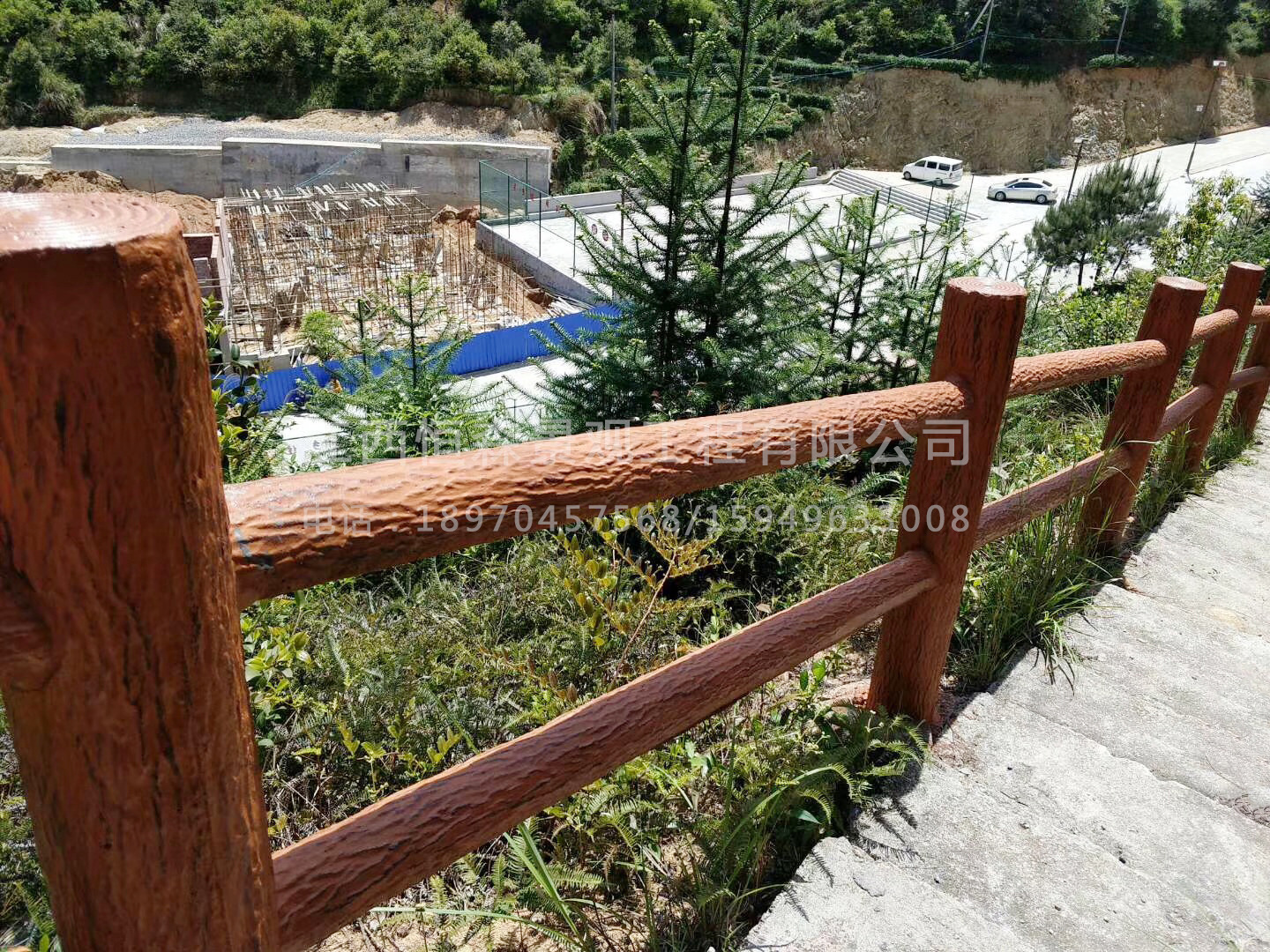仿树皮2D型栏杆水泥仿树皮栏杆仿木护栏围栏园林景观工程防护栏示例图10