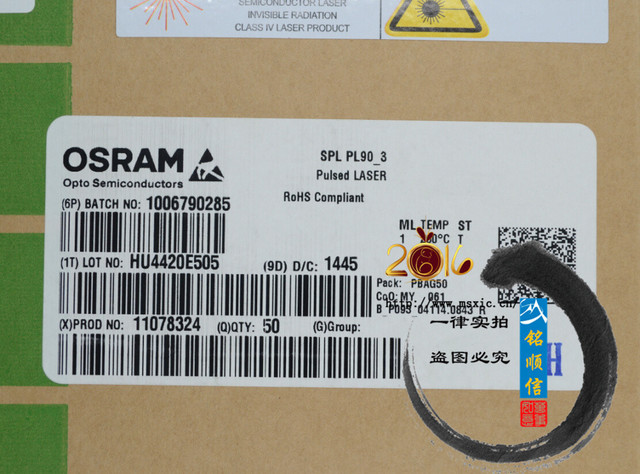 出售原装SPLPL90-3 红外脉冲激光二极管实物拍摄深圳现货OS图片