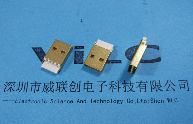 USB A公正反插镀全金插头 铜壳A公 2.0焊线式USB