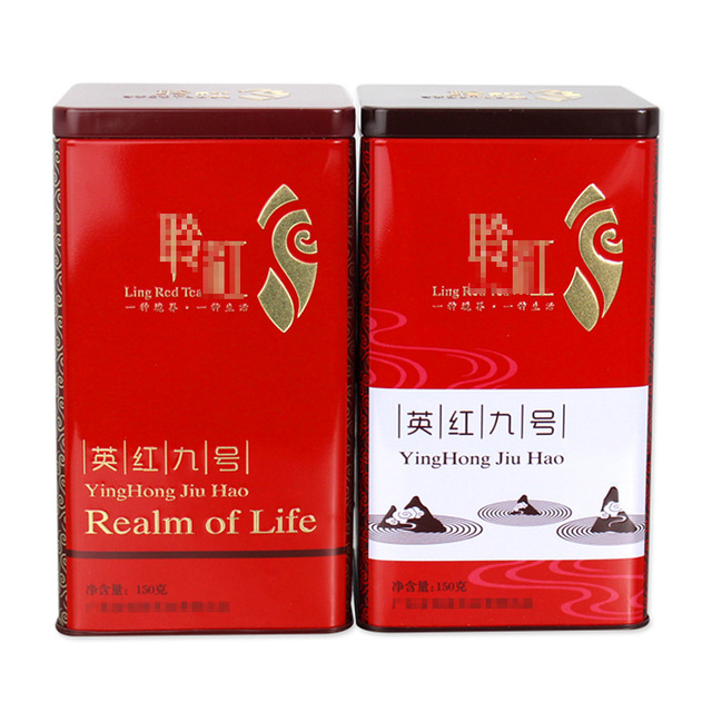 茶叶包装制品马口铁 150克装英红九号茶叶马口铁盒 麦氏罐业 正方形红茶铁盒定制