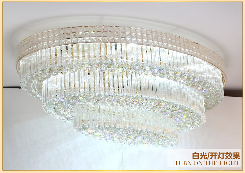 品牌厂家直销椭圆水晶客厅灯餐厅大气吸顶灯LED欧式金色酒店灯具示例图14