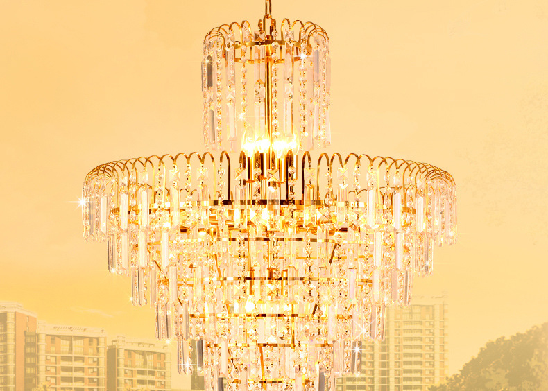 品牌厂家直销金色传统水晶吸顶吊灯圆形LED客厅卧室餐厅别墅吊灯示例图1
