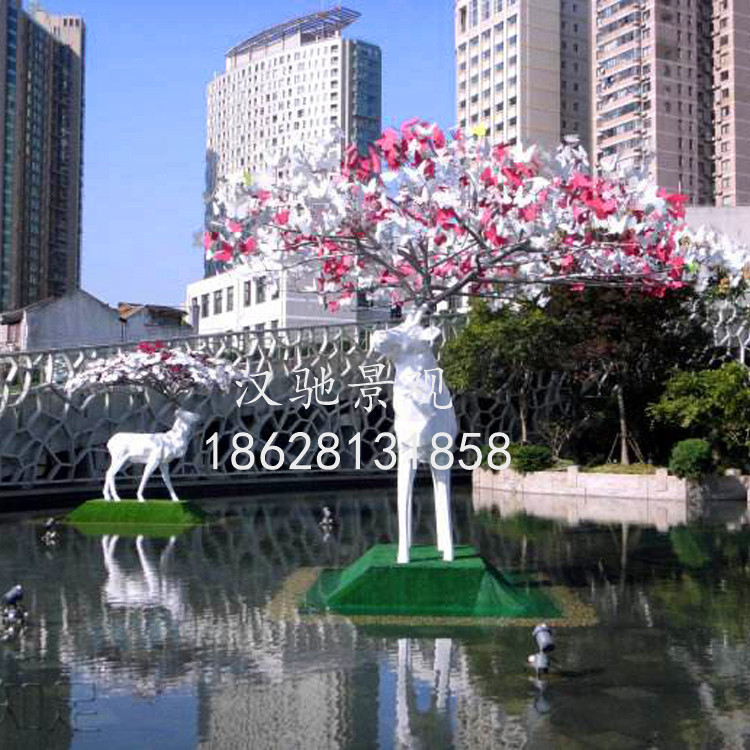 厂家直销各类公园景观玻璃钢鹿子雕塑 商业美陈DP点玻璃钢鹿雕塑示例图2