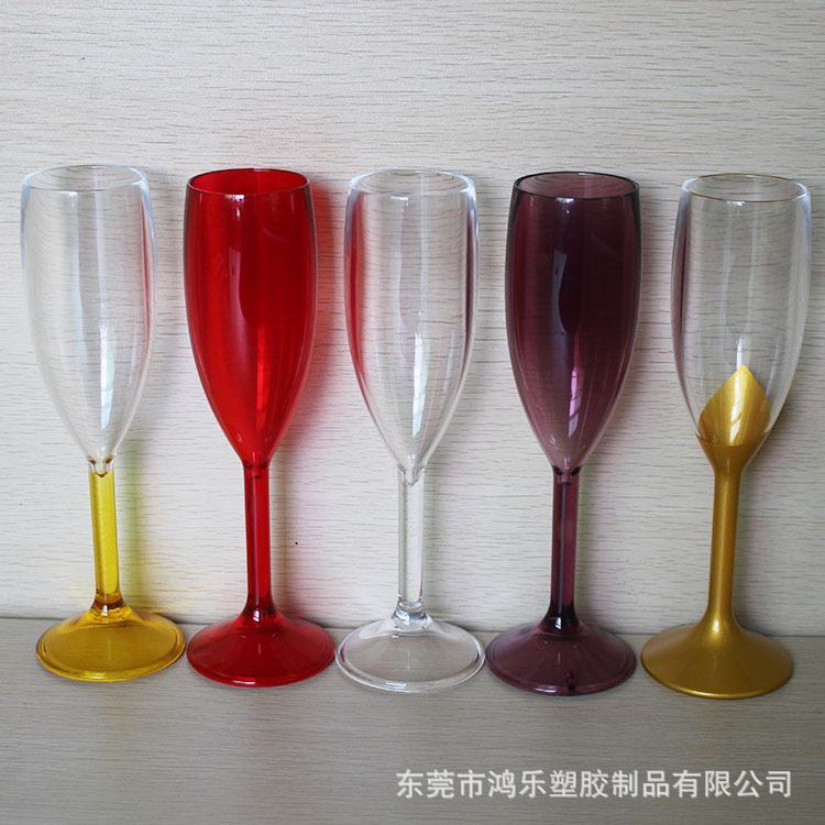 东莞塑料杯厂家定制PC橙色高脚酒杯10安士亚克力塑胶葡萄酒杯示例图10